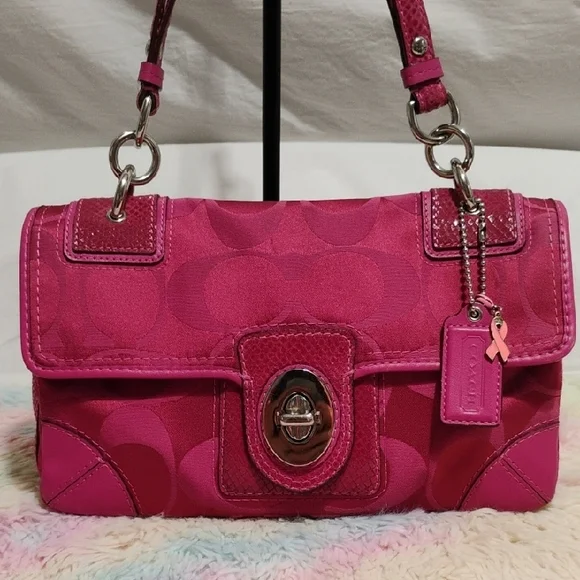 FIRM PRICE! Authentic Coach Y2K Pink/Fuschia Peyton Sateen Shoulder Bag Hangtag - Picture 2 of 16